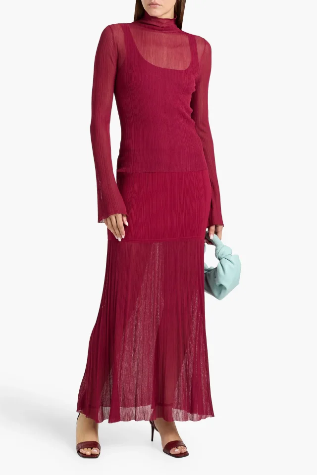 Derek Lam 10 Crosby Romina Ribbed-Knit Maxi Skirt in Purple, photo 2 of 4 from THE OUTNET