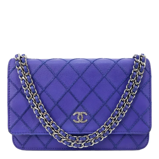 Chanel Fancy CC Quilted Calfskin Leather Wallet On Chain Bag Royal Blue in Blue Calfskin from Dallas Designer Handbags