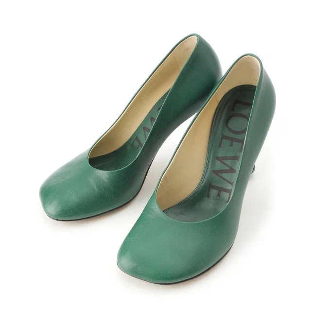 Loewe Toy Goat Leather Heels Pumps Green in Green Goatskin from The Reluxe