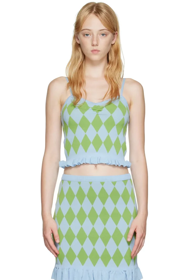 Blue Argyle Tank Top, image 1 of 1 from SSENSE