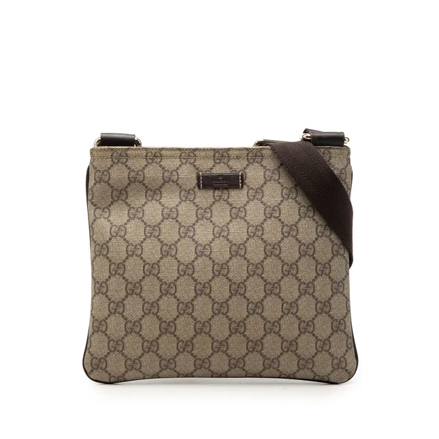 Beige Gucci GG Supreme Crossbody in Beige Coated canvas from Designer Revival