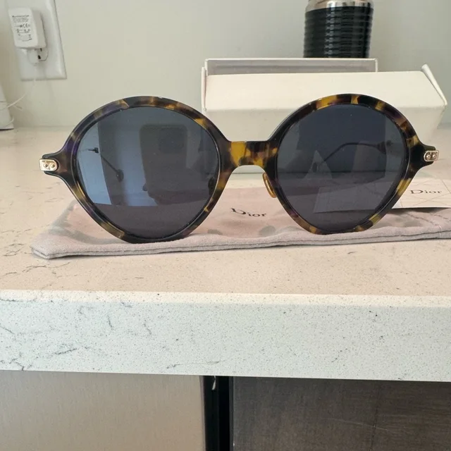 Dior Tortoiseshell Round Sunglasses With Dark Lenses in brown|red from Poshmark