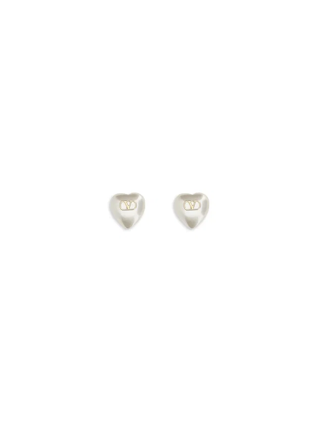 Valentino Garavani Vlogo Signature Metal And Pearl Earrings — Gold in Gold from HEWI
