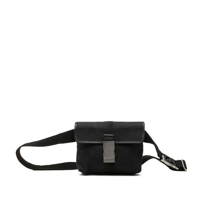 Black Gucci GG Canvas Belt Bag in Black Canvas from Designer Revival
