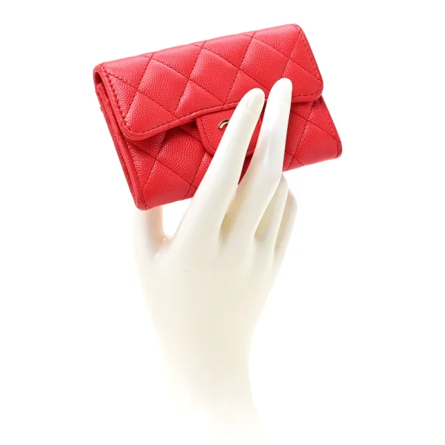 Chanel Caviar Quilted Flap Card Holder Wallet Red in Red Caviar leather from FASHIONPHILE, photo 2 of 8