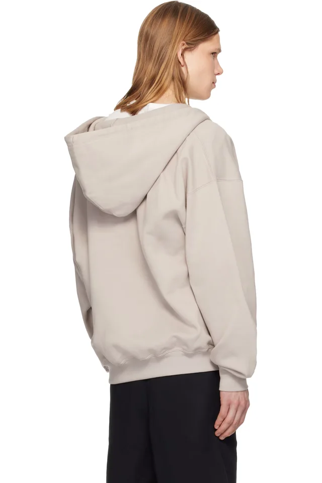 Y-3 Taupe Brushed Terry Zipper Hoodie, photo 3 of 4 from SSENSE
