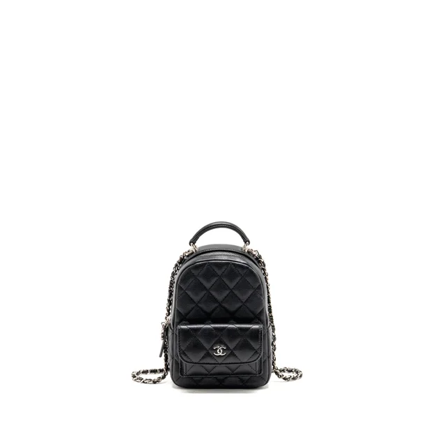 Chanel Mini Backpack / crossbody bag caviar black SHW (microchip) in Black Caviar leather from EMIER