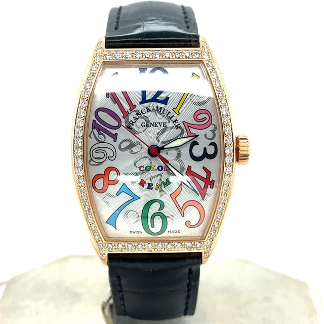 Franck Muller Color Dreams Diamond Silver-tone Dial Mens Watch 5851 M SC COL DRM D 1R in blue|pink|silver|gold|gray|black Leather from Jomashop.com