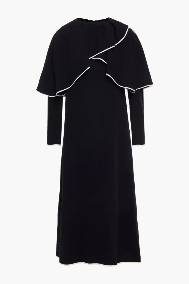 Valentino Garavani Cold-Shoulder Layered Silk-Crepe Midi Dress in Black from THE OUTNET, photo 1 of 1