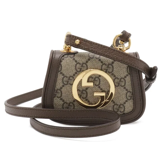 Gucci Blondie Interlocking GG Supreme Shoulder Pouch Bag Beige Brown Gold in Brown Canvas from The Reluxe
