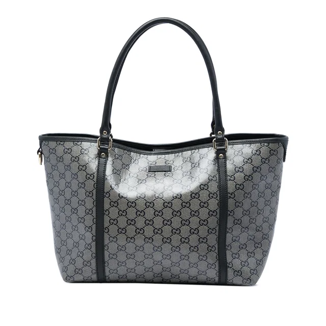 Gray Gucci Medium GG Crystal Joy Tote in Grey Coated canvas from Designer Revival