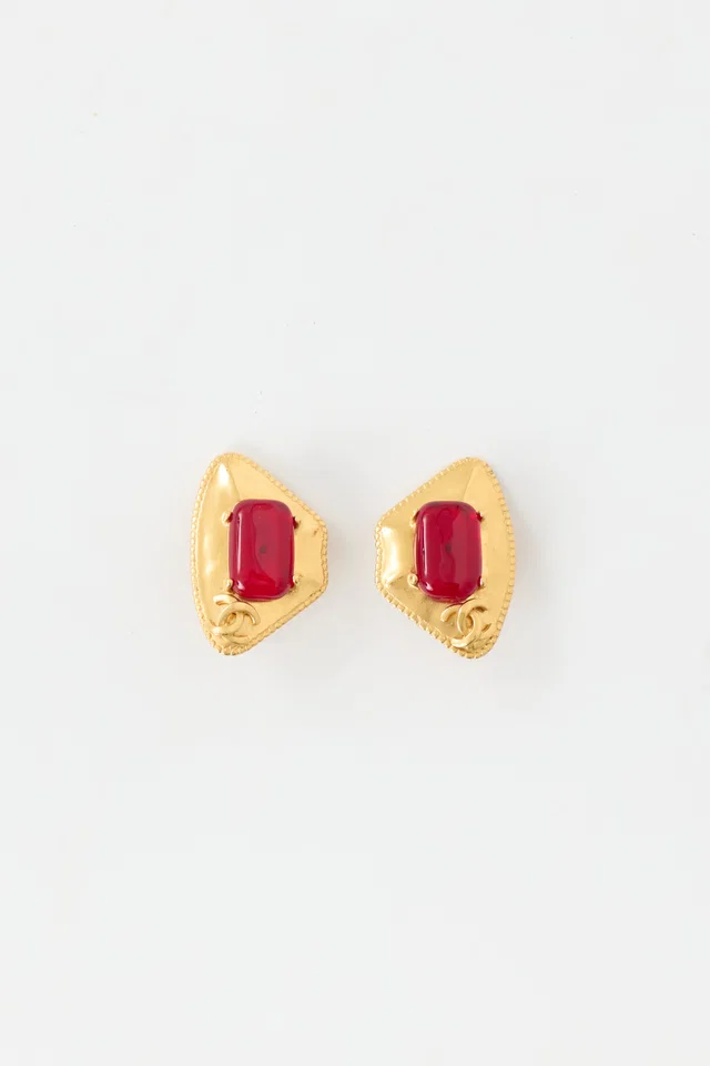 Chanel Fall 1997 Gem Gripoix Clip On Earrings from VSP Consignment