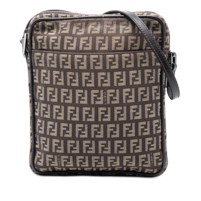 Brown Fendi Zucchino Canvas Crossbody in Brown Canvas from Designer Revival