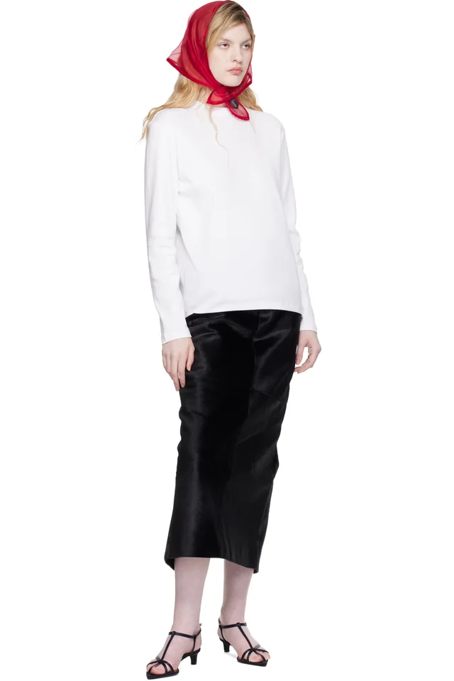 Lanvin Red Silk Organza Triangle Scarf, photo 3 of 3 from SSENSE