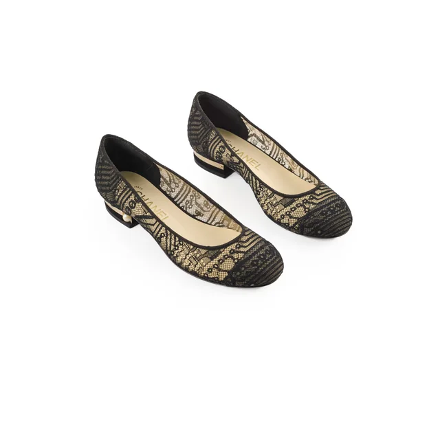 Chanel Lace Ballet Flats Black Size 35.5 in Black from The Purse Affair