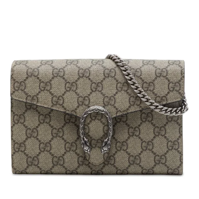Beige Gucci GG Supreme Dionysus Wallet on Chain Crossbody Bag in Beige Coated canvas from Designer Revival