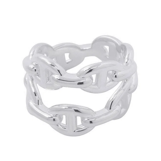 Hermès Chaine d'Ancre Double Row Ring Size 52/#12 SV925 from GALLERY RARE