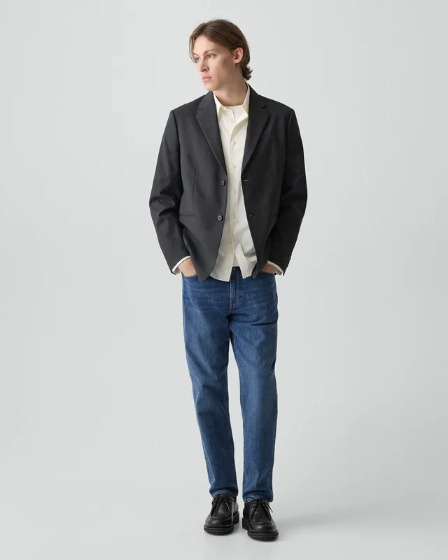 Theory Relaxed Blazer in Stretch Wool in DARK CHARCOAL, photo 12 of 12 from Theory