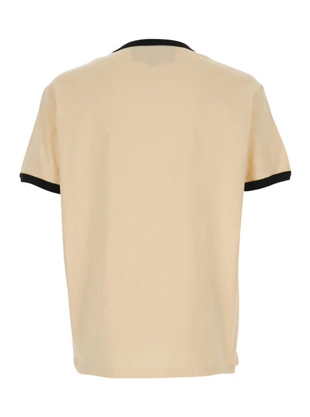 Valentino Crew Neck T-Shirt with Front Print in Beige Cotton for Men in Beige 100% Cotton, photo 3 of 6 from Gaudenzi Boutique