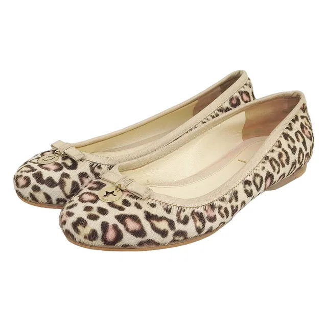 Fendi Pony Hair Leopard Print Flat Shoes #36 Beige/Brown in Brown from VINTAGE QOO TOKYO