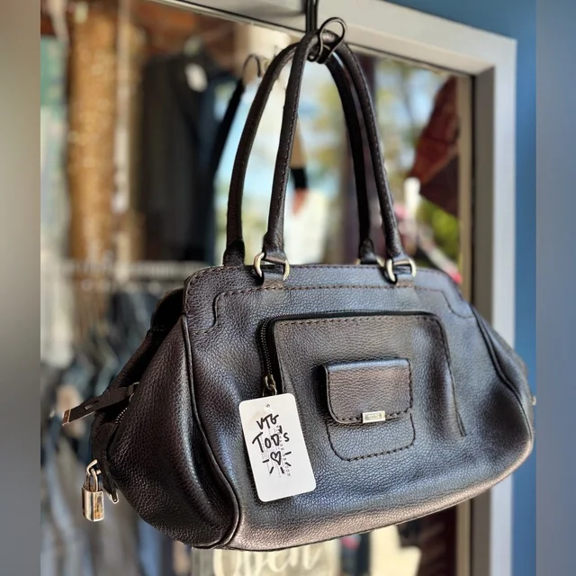 Tod's Vintage Aubergine Pebbled Leather Satchel Handbag in silver|black|gray Leather from Poshmark