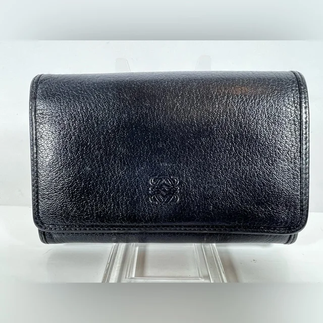 1170: Loewe Anagram Black Nappa Leather Wallet Red Interior in black|red Nappa leather from Poshmark