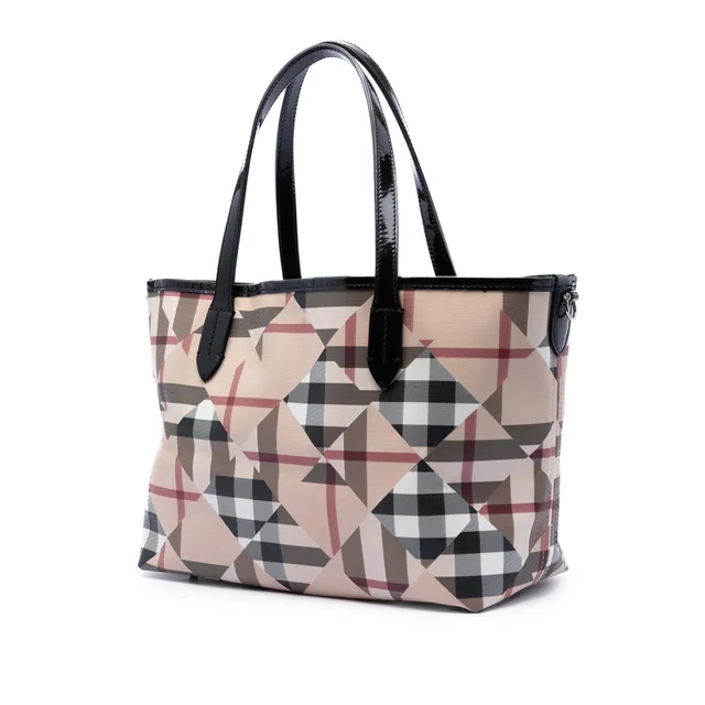 Beige Burberry House Check Coated Canvas Satchel in Beige Coated canvas from Designer Revival, photo 2 of 7