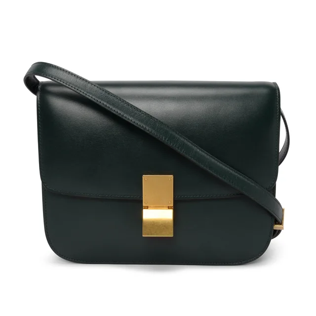 Celine Box Calf Classic Box Bag in Forest Green Box leather from Blue Spinach
