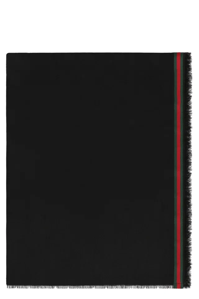Gucci Silk-Cotton Fringed Scarf — Black Scarfs in Black Silk from HEWI