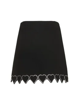 Mach & Mach Mini skirt with heart details in 100% Wool, photo 5 of 5 from LUISAVIAROMA