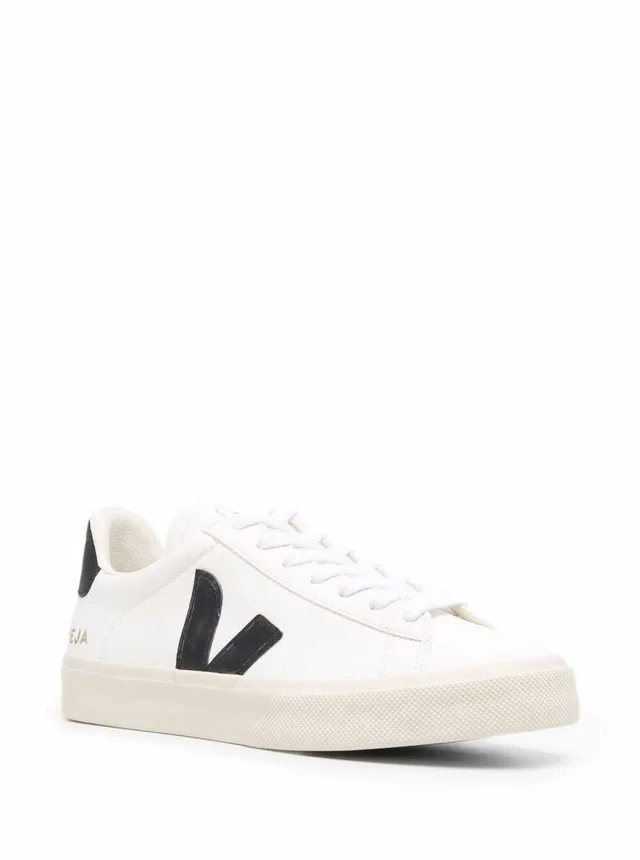 Veja Sneaker 'Campo' with Vegan Leather Logo in White and Black Unisex in White 100% Organic Traced Leather, photo 8 of 12 from Gaudenzi Boutique