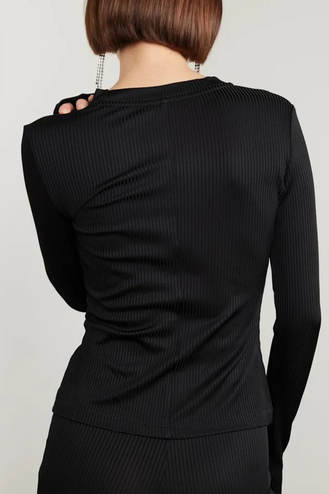 Area Embellished Ribbed Jersey Long-Sleeve Top, photo 3 of 4 from THE OUTNET