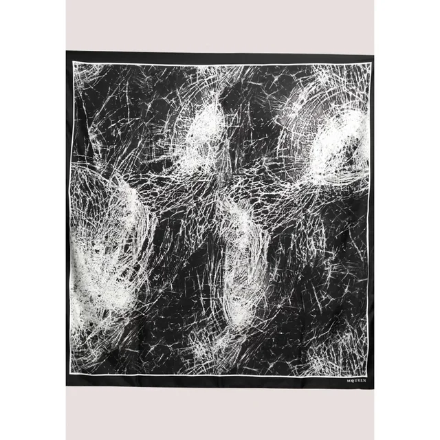 Alexander McQueen Scarf Womens One Size Silk Smashed Glass Printed Black And White in black Silk from Grailed