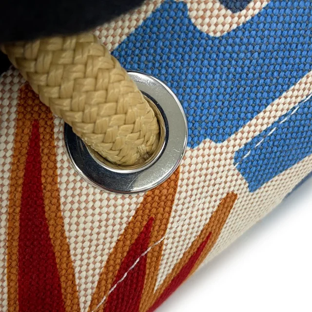 Hermès Peach Bag Palm Tree Khaki/Groseille/Ciel Cotton in Green from GALLERY RARE, photo 6 of 8