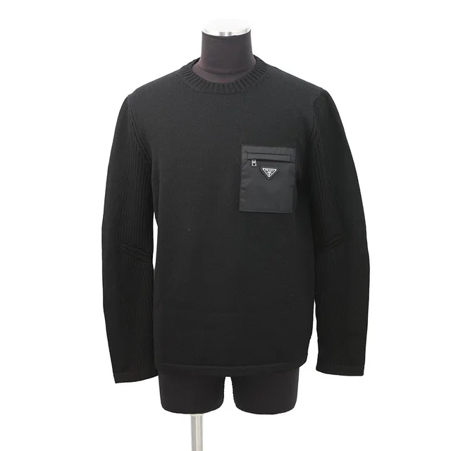 Prada Triangle Logo Sweater Size 52 BlackUMB049_1W4X_F0002_S_202 Wool100% from GALLERY RARE