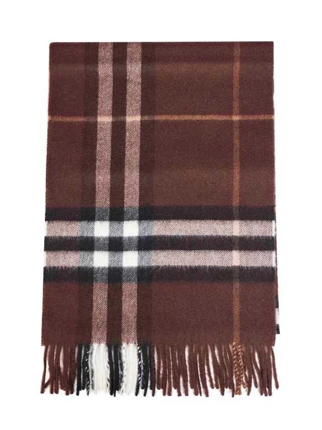 Burberry Check Cashmere Scarf — Brown Scarfs in Brown Cashmere from HEWI