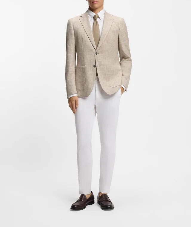 BOSS Hutson Cotton-Blend Sport Jacket in Olive 66% cotton, 20% viscose, 12% linen, 2% elastane, photo 6 of 7 from Harry Rosen