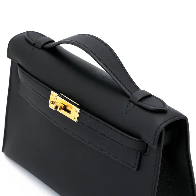 Hermès Kelly Pochette Noir (89) in Black Swift leather from Ginza Xiaoma, photo 3 of 4