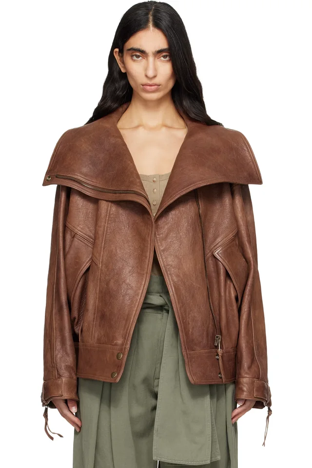 Brown Lambskin Bomber Jacket, image 1 of 1 from SSENSE