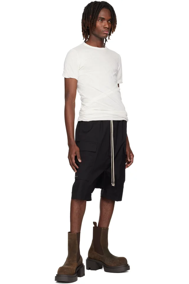 Rick Owens Black Temple Cargo Pod Shorts, photo 4 of 4 from SSENSE