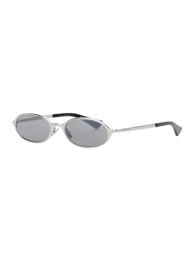 Saint Laurent A003df Elongated Round Acetate Sunglasses — Silver in Silver from HEWI