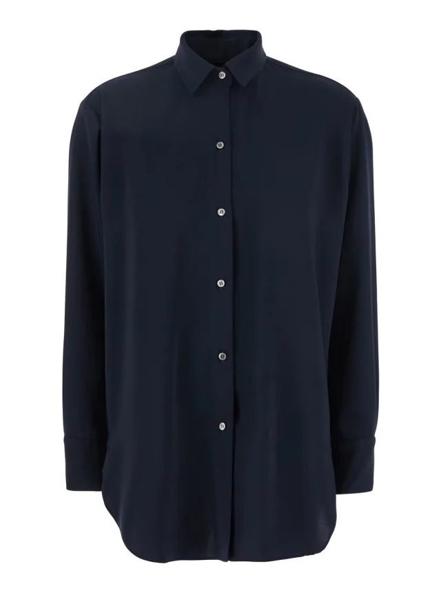 Leplain Blue Shirt with Classic Collar in Tech Fabric Woman in Blue from Gaudenzi Boutique, photo 1 of 1