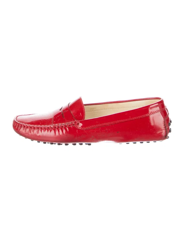 Tod's loafers in red Patent leather from The RealReal