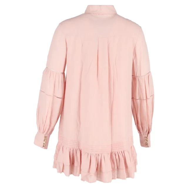 Aje Lotus Shirt Mini Dress in Pink Linen in Pink, photo 3 of 3 from ShopSimon