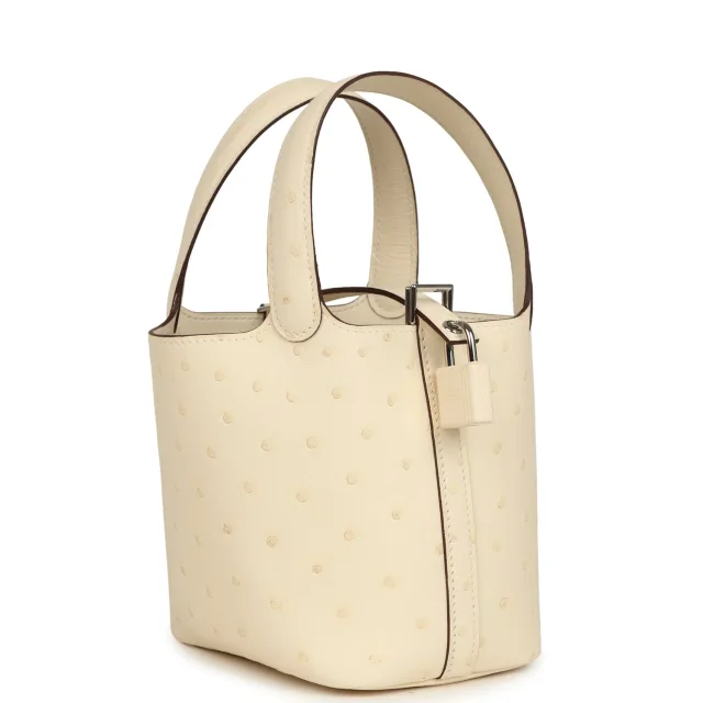 Hermès Micro Picotin Lock 14 Nata Ostrich Palladium Hardware in Ostrich from Madison Avenue Couture, photo 2 of 8