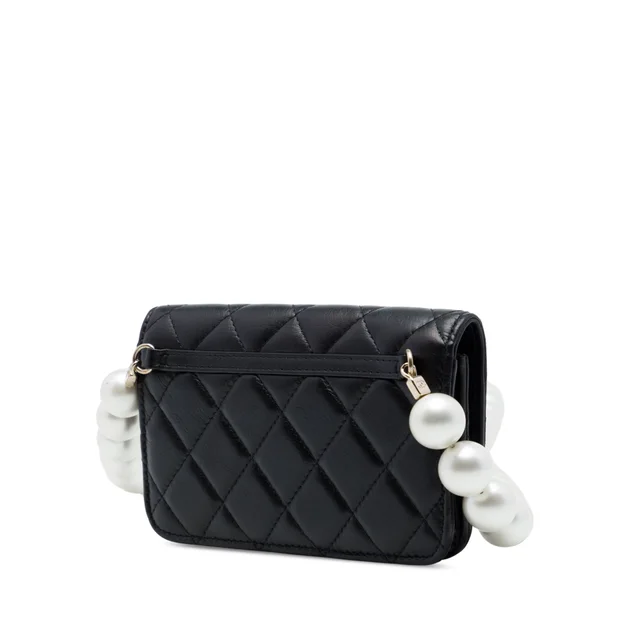 Black Chanel Quilted Lambskin Maxi Pearls Clutch With Chain Crossbody Bag in Black Lambskin from Designer Revival, photo 2 of 2