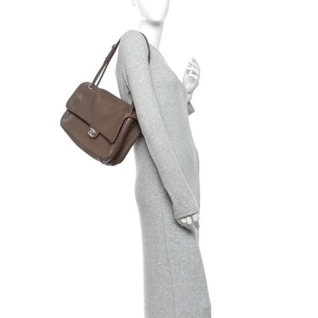 Chanel Grained Calfskin Small Souplissimo Maxi Flap Light Brown in Brown Caviar leather from FASHIONPHILE, photo 2 of 11