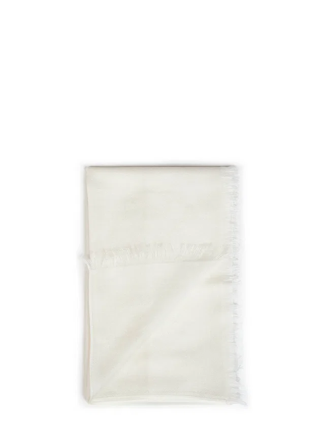 Brunello Cucinelli Cashmere And Silk Scarf — Ivory Scarfs in White Silk from HEWI