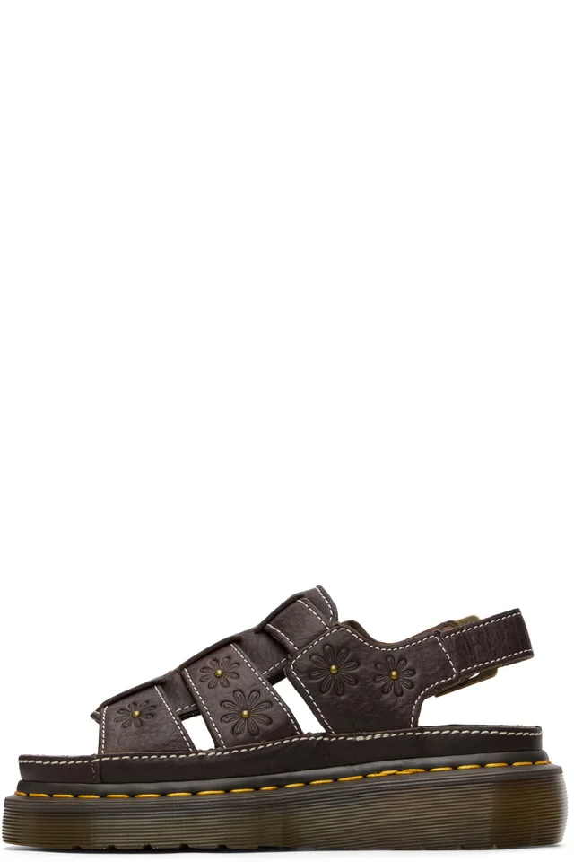 Dr. Martens Brown Wrenlie Grizzly Fisherman Platform Sandals, photo 3 of 5 from SSENSE
