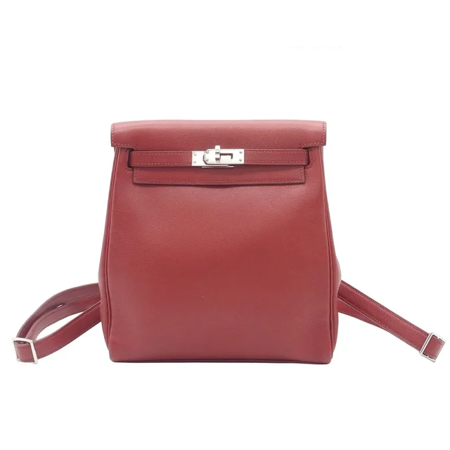 Hermès Kelly a Dos PM Rouge Ash Silver Gulliver Backpack in Red from The Reluxe